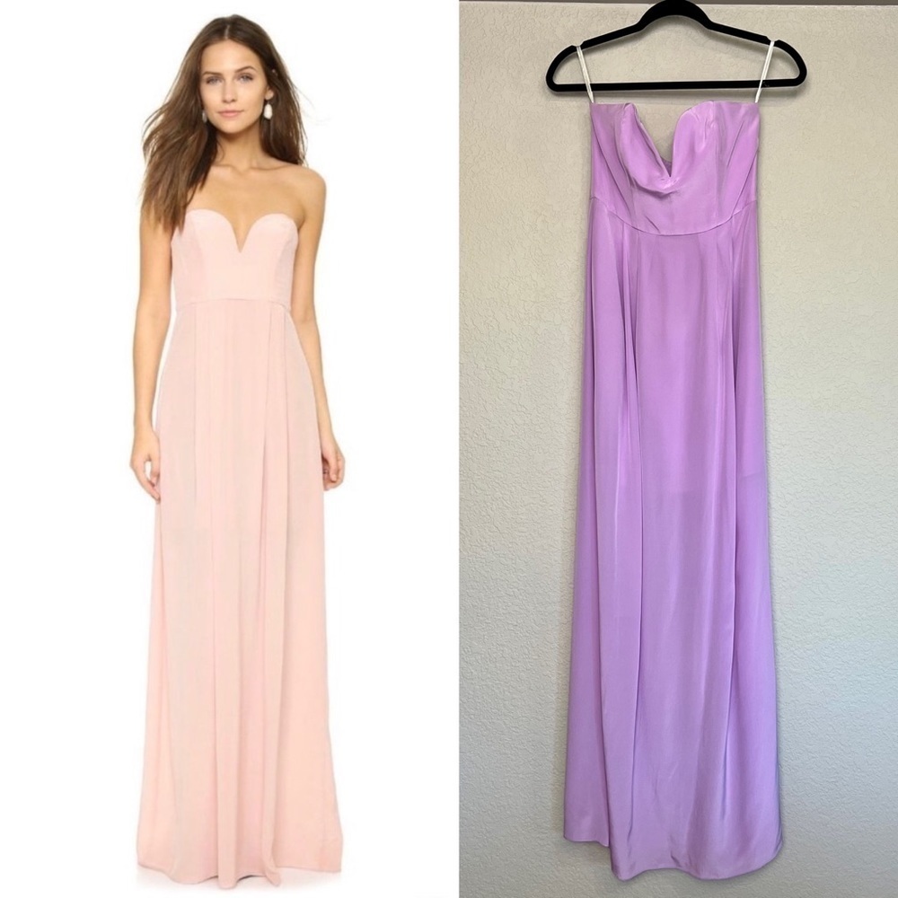 ZIMMERMANN Silk Maxi Dress‎ Strapless Sweetheart Neck Lilac Formal Column Gown 6